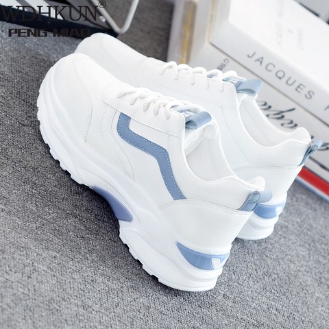 Women Vulcanize Shoes Casual Fashion 2022 New Woman Comfortable Breathable White Flats Female Platform Sneakers Chaussure Femme ► Photo 1/6