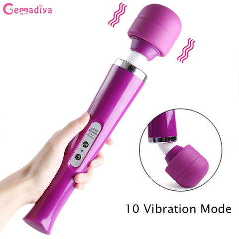 Magic Wand Massage Stick 10 Speed Body Massage USB Charge Waterproof Vibrating Neck Waist Massager Adult Toys for Women EU Plug ► Photo 1/6