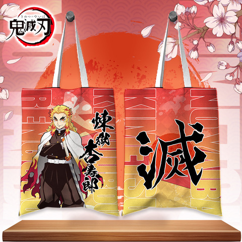 Japan Anime Bag Cute Demon Slayer Rengoku Kyoujurou Kanroji Mitsuri Tokitou Muichirou Canvas Shoulder Bag Handbag 42x33CM ► Photo 1/6