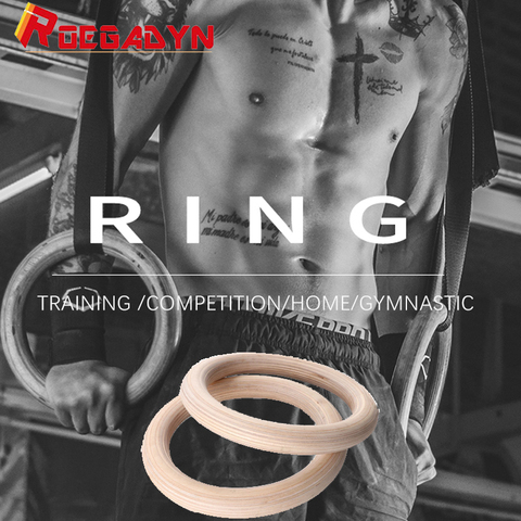 ROEGADYN 32mm/28mm Gymnastic Rings Wooden/ABS Gymnastic Rings Straps Uomo/Women Fitness Ring Whites/Yellow Home Gymnastic Ring ► Photo 1/6