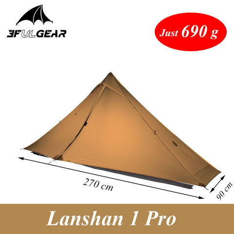 2022 new version 3F LANSHAN 1 Pro 230*90*125cm 2 side 20d silnylon one person light weight camping tent ► Photo 1/6