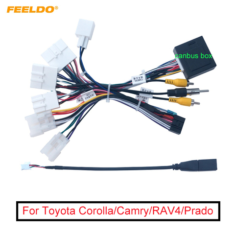 FEELDO Car 16-pin Android Wire Harness Power Cable Adapter With Canbus For Toyota Corolla/Camry/RAV4/Prado/Crown/Reiz ► Photo 1/6