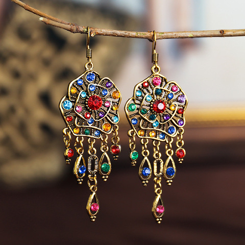 Boho Gypsy Tassel Indian Dangle Earrings 2022 Women Orecchini Jewelry Ladies Retro Flower Jhumka Earrings ► Photo 1/6