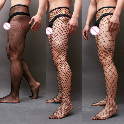 Newest Men's Sexy Pantyhose Male Fishnet Stockings Adult Exotic Gay Sissy Club Party Net Man Tights Sexy Clothing Black Color ► Photo 1/5