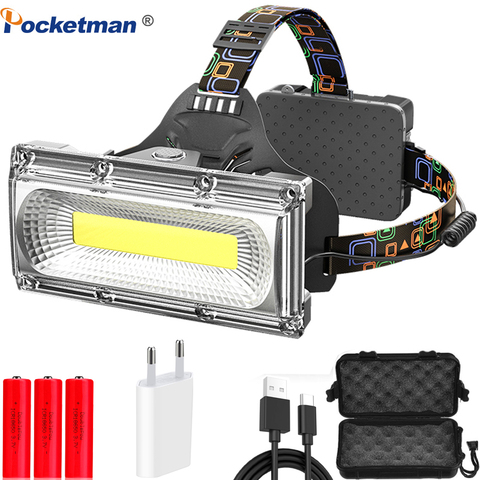 15000lm Headlamp COB Strong light Rechargeable Super bright flashlight outdoor LED long-range home miner led ultra light ► Photo 1/6