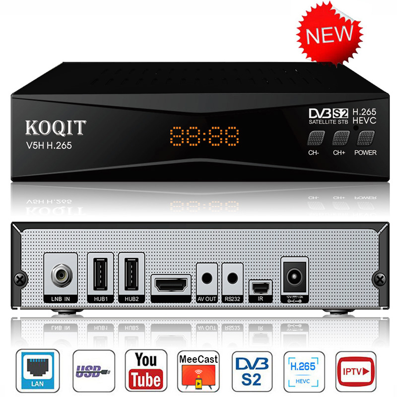 Koqit HD H.265 Free Satellite Receiver DVB-S2 Tuner Digital Tv box Wifi Youtube