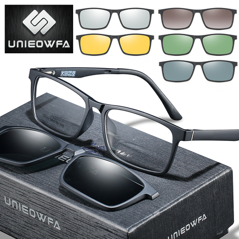 Bifocal Progressive Prescription Glasses Men Polarized 5 in 1Magnet Clip On Sunglasses Men Optical Myopia Eyeglasses Clear 1.74 ► Photo 1/6