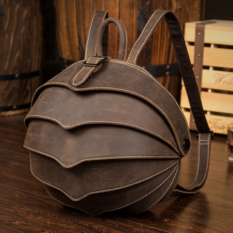 MAHEU Handmade vintage leather backpack unique design beetles style bagpacks men women unisex fashion backpacks 2022 summer new ► Photo 1/1