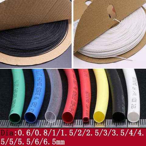 5M Dia 0.6 0.8mm 1mm 2mm 3mm 4mm 5mm 6mm Heat Shrink Tube 2:1 Shrink Ratio Polyolefin Insulated Cable Sleeve Mulcolor ► Photo 1/6