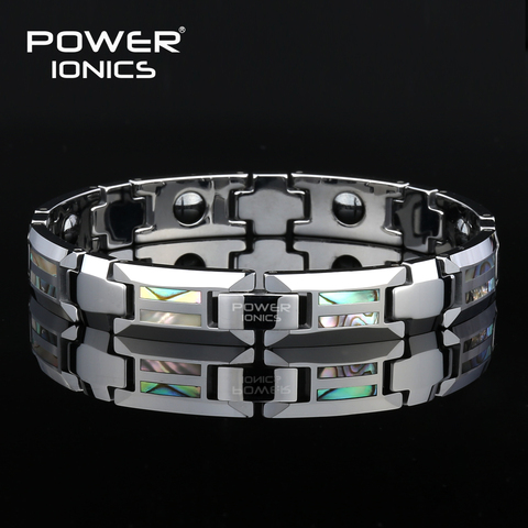 Power Ionics Magnetic Bracelet Men Luxury Natural Shell Never Scratch Tungsten Steel Bracelets For Women Cross Jewelry Gifts ► Photo 1/6