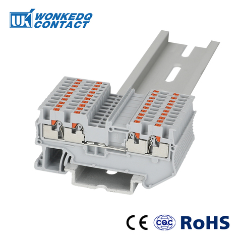 Din Rail Terminal Block PT 1.5-QUATTRO 4 Conductor Push In Spring Screwless Feed Through Wire Conductor 10pcs wire connector ► Photo 1/6