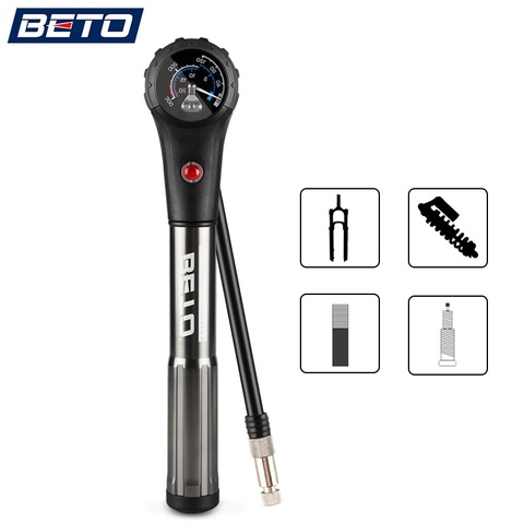 BETO 300psi Bicycle Shock Fork Pump MTB Gauge Presta Shcrader Combo Pumps Cycling Portable Air Inflator Road Bike Mini Hand Pump ► Photo 1/6