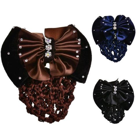 Satin Bow Barrette Stylish Floral Lace Official Lady Hair Clip Cover Net Tulle Bowknot Women Hairgrip Headband Hairnet ► Photo 1/6