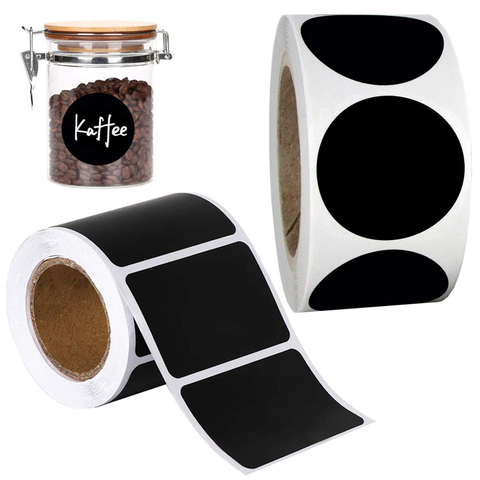 Blackboard Chalkboard Stickers Organizing Reusable Round Rectangle Kitchen Labels for Jars Bottles Containers Pantry Storage ► Photo 1/6