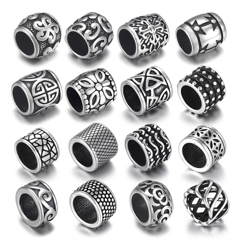 4pcs Stainless Steel Paracord Knife Lanyard Beads Charm Skull 8mm Large Hole for Leather Bracelet Making Metal DIY Accessories ► Photo 1/6