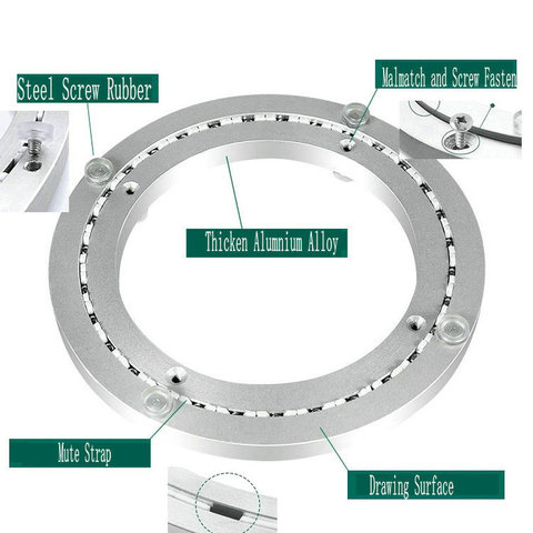 HQ ML1 Smooth Lazy Susan with MUTE STRAP Round Turntable Plate Dinning Table Swivel Plate Rotating Aluminium Alloy Bearings ► Photo 1/6