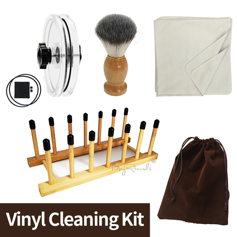 4 in 1 Vinyl Cleaning Kit LP Vinyl Record Cleaner Clamp /Water Cleaning Brush /Soft Cleaning Cloth/Vinyl Drying Rack ► Photo 1/5