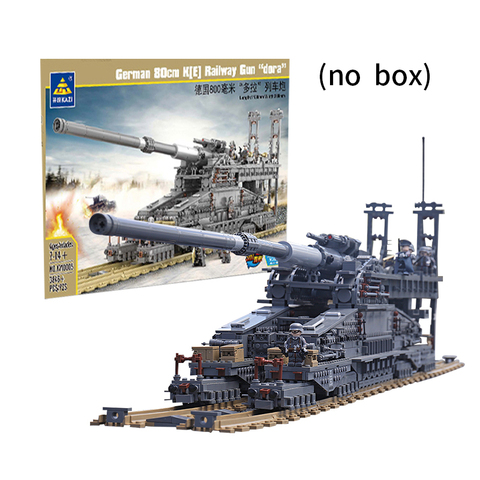 WW2 German Gustav Artillery Railway Gun Dora Model Building Blocks City  Military Heavy Tank Soldier Bricks Toy For Children Gift