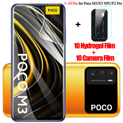 1-10 pcs, hydrogel film for poco x3 nfc xiaomi poco m3 soft glass protection poco f2 pro mi pocco m3 screen protector poco-m3 ► Photo 1/6