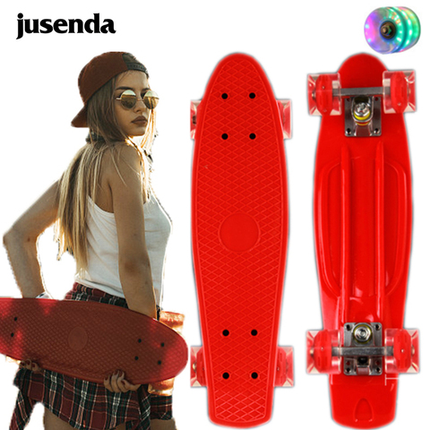 Skateboard Mini Cruiser Board Pastel Longboard Fish Flashing Wheel 22 inch Sport