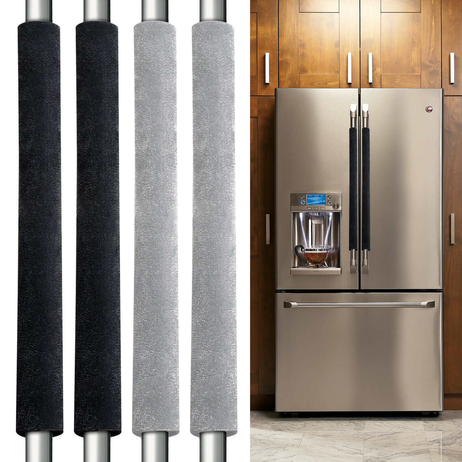 2Pcs/Set Black Grey Refrigerator Door Handle Cover Kitchen Appliance Decor Fridge Oven Handle Antiskid Door Knob Protector ► Photo 1/6