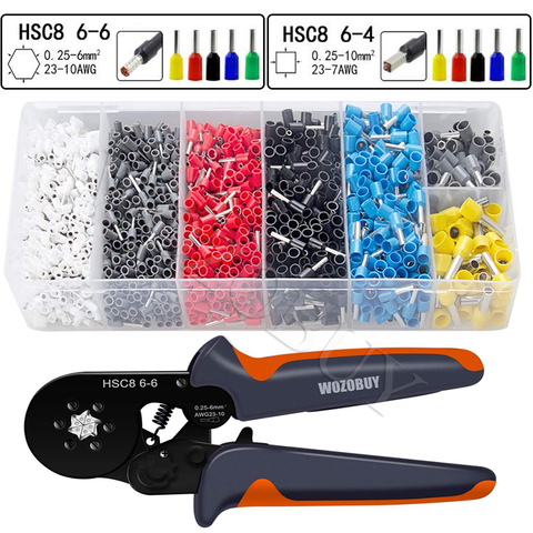 Ferrule Crimping Tool Kit, Hexagonal sawtooth Self-adjustable Ratchet Wire Terminals Crimper Kit with 1900pcs Wire Terminals ► Photo 1/6