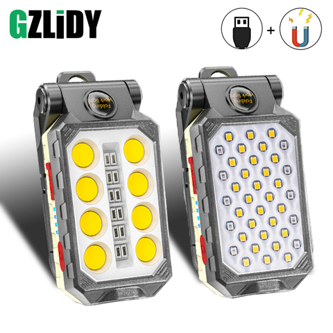 USB Rechargeable COB Work Light Portable LED Flashlight Adjustable Waterproof Camping Lantern Magnet Design with Power Display ► Photo 1/6