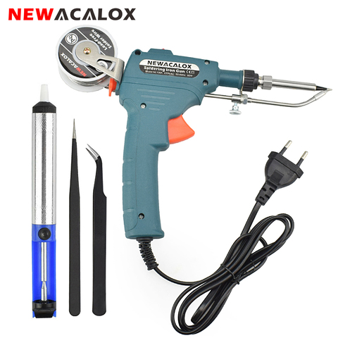 NEWACALOX 110V/220V Automatic Send Tin Electrical Soldering Iron Gun Welding Tool with Tin Wire Desoldering Pump 60W Repair Tool ► Photo 1/6
