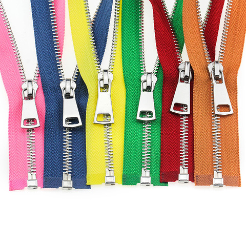 5# 60/70/80/90/100/120/150 cm Metal Zipper Platinum Open-End Auto Lock zippers for sewing clothing ► Photo 1/4