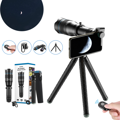 APEXEL Telephoto Lens Series HD 36X 60X Phone Camera Zoom Monocular Telescope Lenses + SelfieTripod With Remote For Smartphones ► Photo 1/1