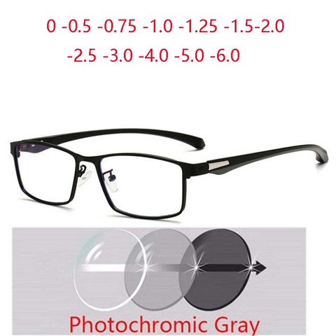 Full  Frame Square Myopia Glasses With Degree Metal Anti-blue Light Prescription Spectacles 0 -0.5 -0.75 -1.0 -1.5 -2.0 To -6.0 ► Photo 1/6