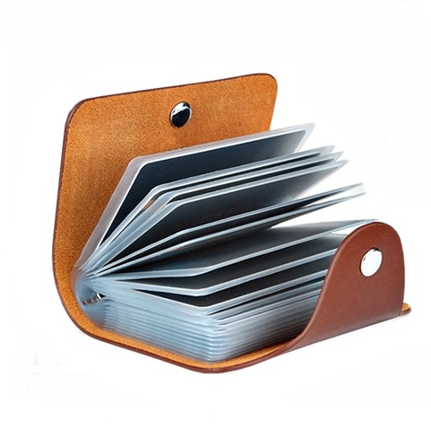 New Leather Function 24 Bits Card Case Business Card Holder Men Women Credit Passport Card Bag ID Passport Card Wallet 8 Colors ► Photo 1/6