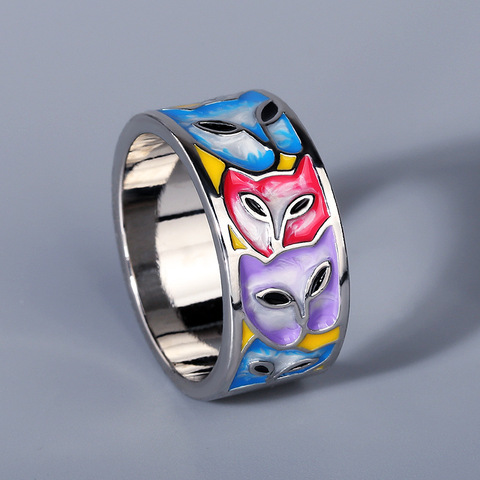 Luxury Ladies Creative Epoxy Enamel Color Cat Head Animal Ladies Ring 925 Silver Ladies Jewelry Wedding Ring Bridal Jewelry ► Photo 1/5