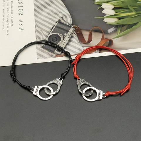 2 pcs Handcuff Bracelet Set BBF Adjustable Rope  Bracelet for Women Men Friendship Couple Bracelets Matching Bracelets ► Photo 1/6