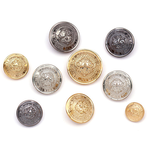 5Pcs Metal Alloy Shank Button Round Golden Button For Clothes Sewing Button Decorative Jeans Overcoat Blazer DIY 15-28mm Dia ► Photo 1/6