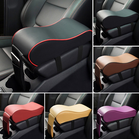 Leather Car Central Armrest Pad Black Auto Center Console Arm Rest Seat Box Mat Cushion Pillow Cover Vehicle Protective Styling ► Photo 1/6