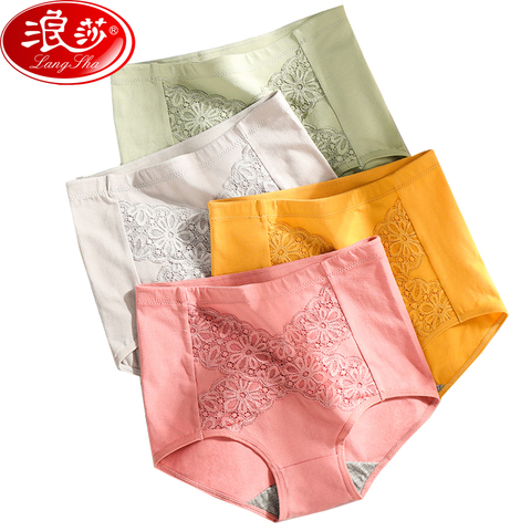 Plus Size L-5XL 4Pcs/lot High Waist Panties Women Cotton Sexy Briefs Underwear Body Shaper Breathable Comfort Female Intimates ► Photo 1/6