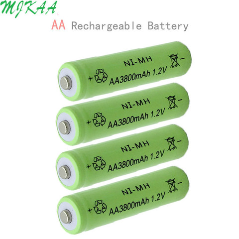 4Pcs Ni-MH 1.2V 3800mAh Green AA Rechargeable Nickel-metal Hydride Battery 14mm*50mm ► Photo 1/5