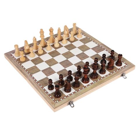 3 in 1 Large 44CMx44CM Wooden Chess Backgammon Checkers Travel Games Chess Set Games For Children's Christmas Birthday Gift ► Photo 1/6