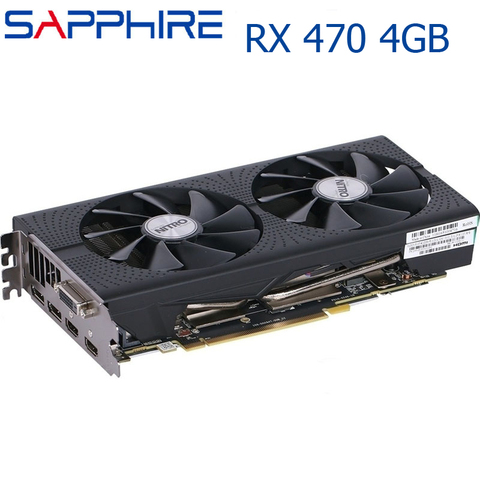 SAPPHIRE RX 470 4GB Video Card 256Bit GDDR5 Graphics Cards for AMD RX 400 series Cards RX470 DVI DVI-D Interface 2048SP Used ► Photo 1/6