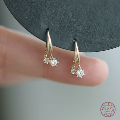 925 Sterling Silver Korean Shiny Crystal Earrings For Women Cute Small Student Jewelry Accessories Girlfriend Gifts ► Photo 1/6