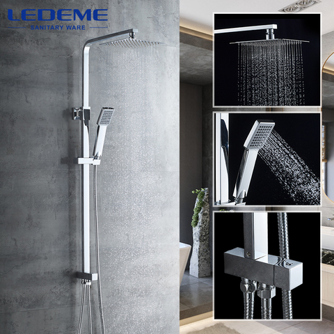 LEDEME Bath Shower Faucet Set Wall Mounted Shower Faucets Bathroom Faucet Bathtub Faucets Waterfall Mixer Tap Set Torneira L2416 ► Photo 1/5