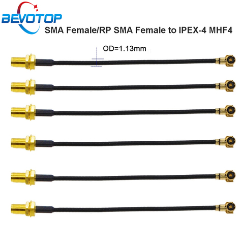 10pcs/lot IPEX4 Cable IPEX4 MHF4 Female to RP-SMA/SMA Female WIFI Antenna RF Cable RF1.13 Pigtail Extension Cable Assembly ► Photo 1/3