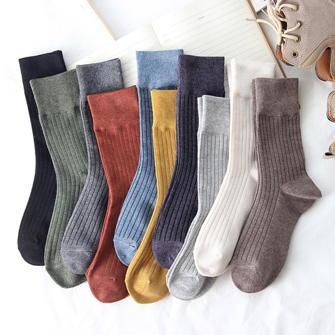 Jeseca Autumn Winter Fashion Cotton Knitted Women Socks Solid Japan Style Cute Long Socks for Women Harajuku Vintage Streetwear ► Photo 1/6