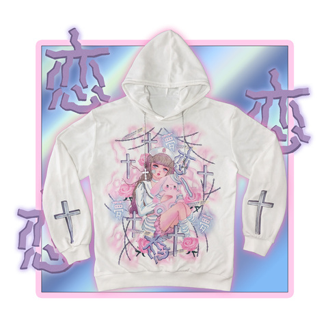 STARRY UFF Original Design resell Japanese Little Nurse Cross Cotton Sweatshirt Hoodies White Cute Girls Pullover ► Photo 1/5