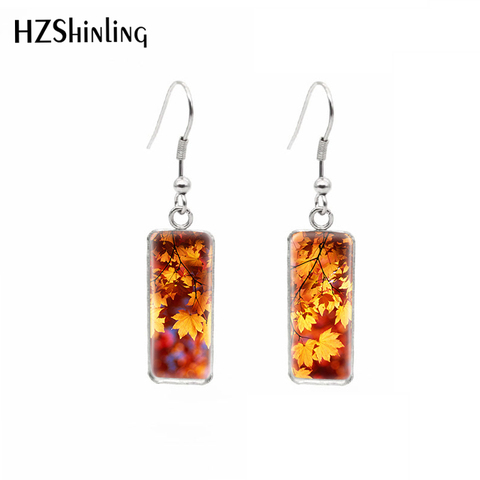 2022 New Arrival Autumn Fall leaves Stainless Steel Square French Hook Earring Dangle Sweet Summer Accessory Jewelry ► Photo 1/6