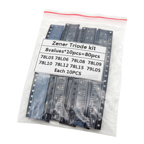 SOT-89 SMD transistor Assorted KIT Total 8kinds X10PCS=80PCS contains 78L05 78L06 78L08 78L09 78L10 78L12 78L15 79L05 ► Photo 1/1