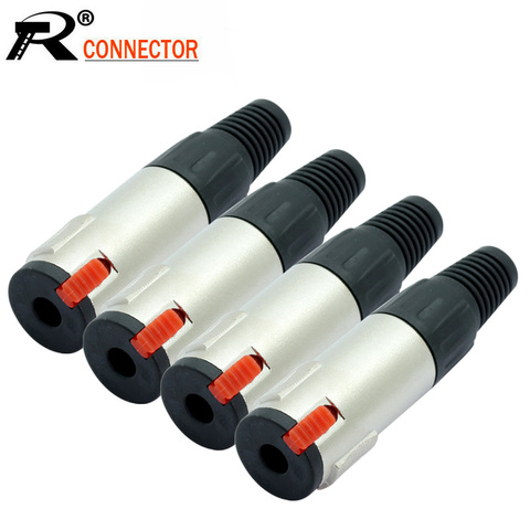 4pcs/lot 6.35mm Stereo Jack 1/4 inch TRS Female connector Microphonne MIC Cable Wire Connector with Locking ► Photo 1/6