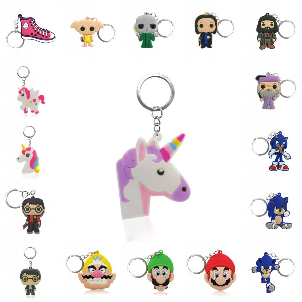 1Pcs PVC Cartoon Mini Anime Figure Kids Toy Fashion Key Tag Key Holder Key Ring 