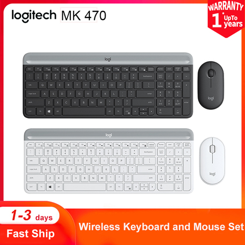 Logitech Original MK470 Wireless Keyboard And Mouse Set Ultra-Thin 2.4G Silent 1000DPI Slim Keboards Mice Comos PC Laptop Office ► Photo 1/6